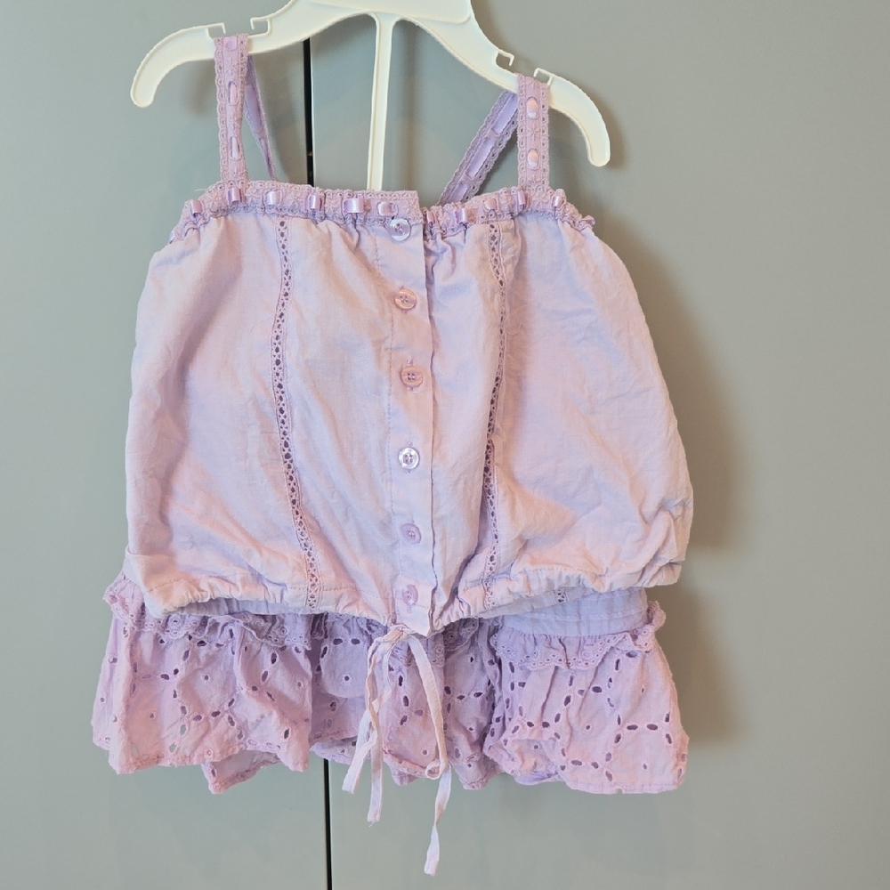 Katie J NYC Lilac Eyelet Tank Dress with Ruffle Hem